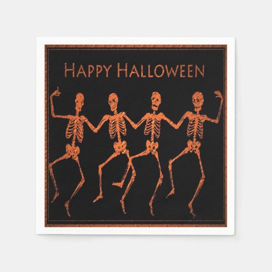 Serviette En Papier Skeletons dansants Halloween Party Napkins (Devant)