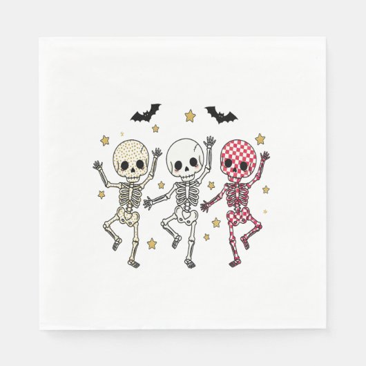 Serviette En Papier Skeletons de danse d'Halloween (Devant)