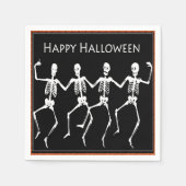 Serviette En Papier Skeletons de danse Halloween noir (Devant)