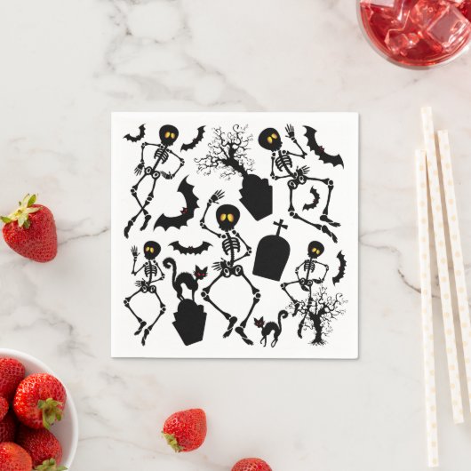 Serviette En Papier Skeletons d'Halloween Macabre Dance (En situation)