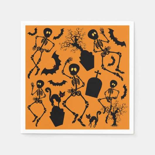 Serviette En Papier Skeletons d'Halloween Macabre Dance (Devant)