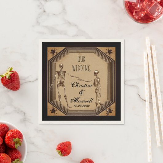 Serviette En Papier Skeletons gothiques rustiques | Spiders Deco Maria (En situation)