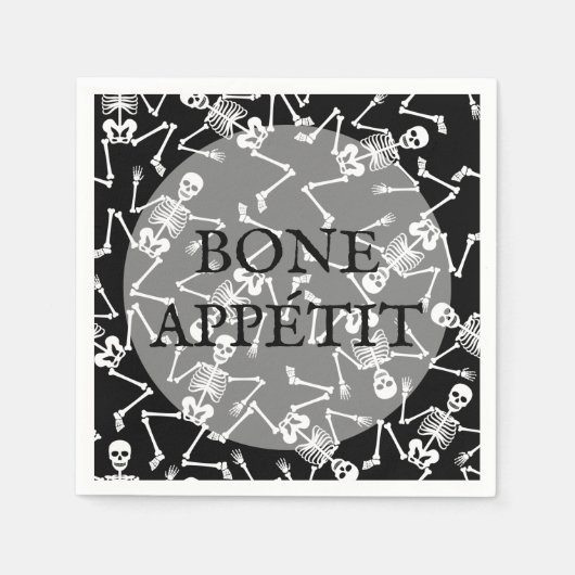 Serviette En Papier Skeletons Halloween Noir (Devant)