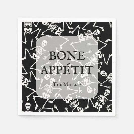 Serviette En Papier Skeletons Halloween Party Black (Devant)