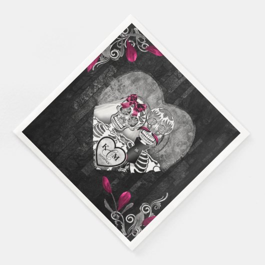 Serviette En Papier Skeletons Mariage gothique Bourgogne ID866 (Coin)