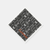 Serviette En Papier Skeletons noir et blanc Halloween Napkins (Coin)