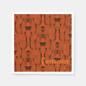 Serviette En Papier Skeletons noirs et orange Halloween Napkins (Devant)