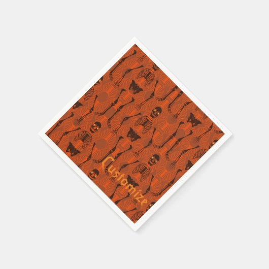 Serviette En Papier Skeletons noirs et orange Halloween Napkins (Coin)