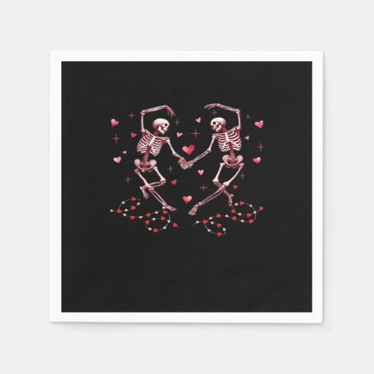 Serviette En Papier Skeletons tenant les mains Coeur Valentines concep (Devant)