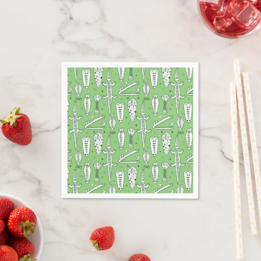 Serviette En Papier Sketch Crocodile (En situation)