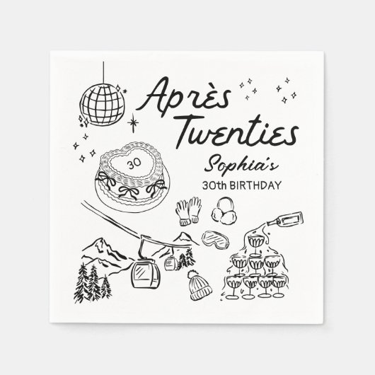 Serviette En Papier Ski Birthday Party Apres Twenties (Devant)