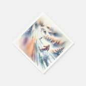 Serviette En Papier Ski De Neige En Aquarelle (Coin)