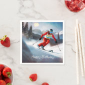 Serviette En Papier Ski de neige - Papier d'anniversaire (En situation)