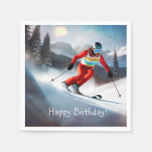 Serviette En Papier Ski de neige - Papier d'anniversaire (Devant)