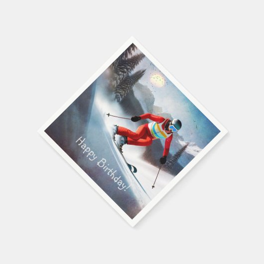 Serviette En Papier Ski de neige - Papier d'anniversaire (Coin)