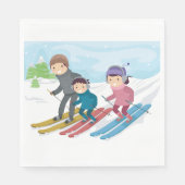 Serviette En Papier Ski en famille (Devant)