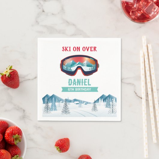 Serviette En Papier Ski Fête Anniversaire Pistes Ski Snowboard (En situation)