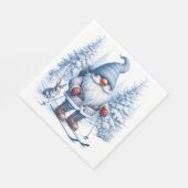 Serviette En Papier Ski Gnome d'hiver avec un lapin (Coin)