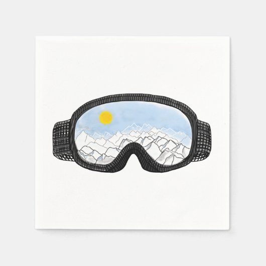Serviette En Papier Ski Goggles Mountain View Illustration (Devant)