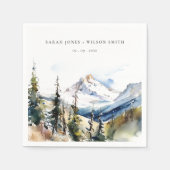 Serviette En Papier Ski Mountain Telluride Colorado Mariage aquarelle (Devant)