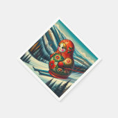 Serviette En Papier Ski Poupée Matryoshka Neige d'hiver (Coin)