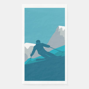 Serviette En Papier Skier Alpin Ski Sport Ski Party