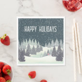 Serviette En Papier Skier de Noël aux pins d'hiver (En situation)