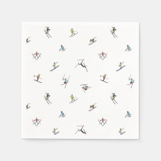 Serviette En Papier Skieurs d'hiver en action Motif (Devant)