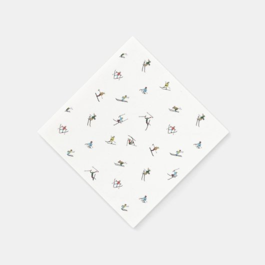 Serviette En Papier Skieurs d'hiver en action Motif (Coin)