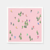 Serviette En Papier Skieurs roses Ski d'ouverture Noël Ski de vacances (Devant)