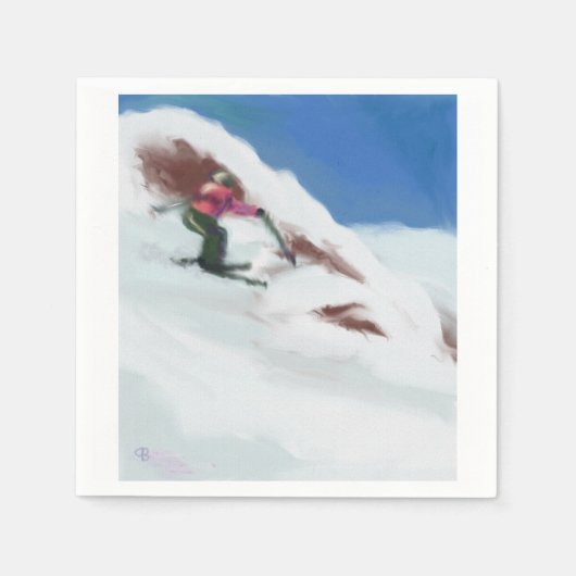 Serviette En Papier Skiing Snow Mountain Art (Devant)