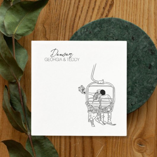 Serviette En Papier Skiing Winter Wedding cocktail napkin