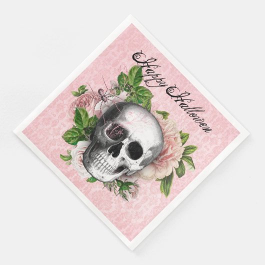 Serviette En Papier Skul gothique avec Rose | Halloween (Coin)