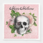 Serviette En Papier Skul gothique avec Rose | Halloween (Devant)