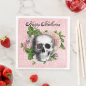 Serviette En Papier Skul gothique avec Rose | Halloween (En situation)