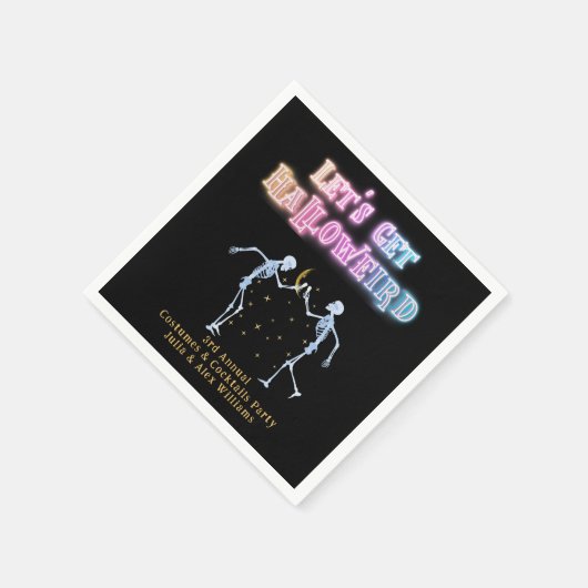 Serviette En Papier Skull Neon Halloween Halloween Skeletons dansants  (Coin)
