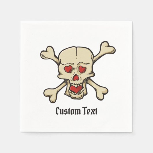 Serviette En Papier Skull with Hearts (Devant)