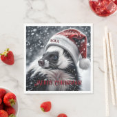 Serviette En Papier Skunk à Santa Hat (En situation)