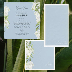 Serviette En Papier Sky Blue White Floral Script Nom Fête des mariées