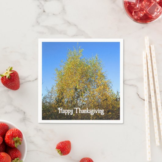 Serviette En Papier Sky Dancing Autumn Leaves - Custom Thankgiving (En situation)