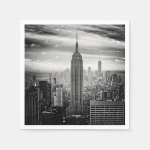 Serviette En Papier Skyline de New York en noir et blanc