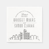 Serviette En Papier Skyline Detroit Deco | Mariage, événement Napkins (Devant)