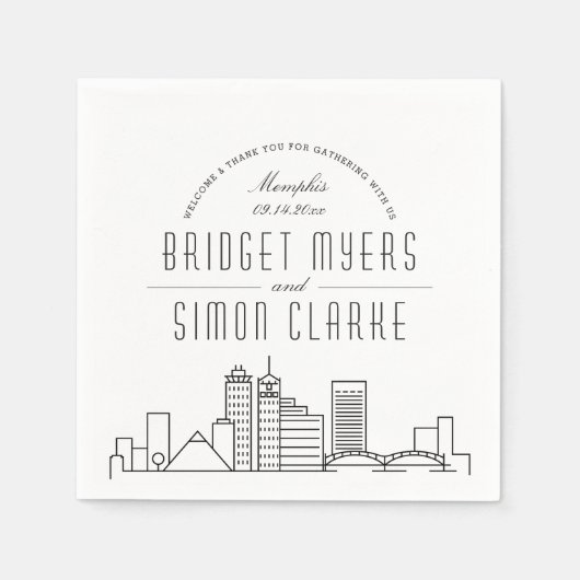Serviette En Papier Skyline Memphis Deco | Mariage, événement Napkins (Devant)