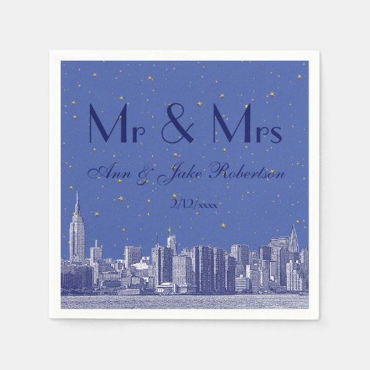 Serviette En Papier Skyline NYC do-it-yourself BG Blue Starry Mariage (Devant)