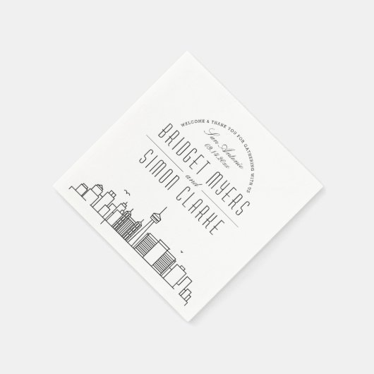 Serviette En Papier Skyline San Antonio Deco | Mariage Événement Napki (Coin)