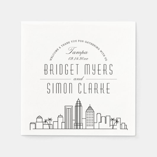 Serviette En Papier Skyline Tampa Deco | Événement Mariage (Devant)