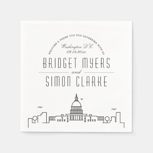 Serviette En Papier Skyline Washington DC Deco | Événement mariage (Devant)