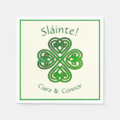 Serviette En Papier Sláinte Green Celtic Irish Shamrock Nom (Devant)