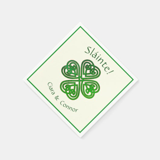 Serviette En Papier Sláinte Green Celtic Shamrock irlandais Nom (Coin)