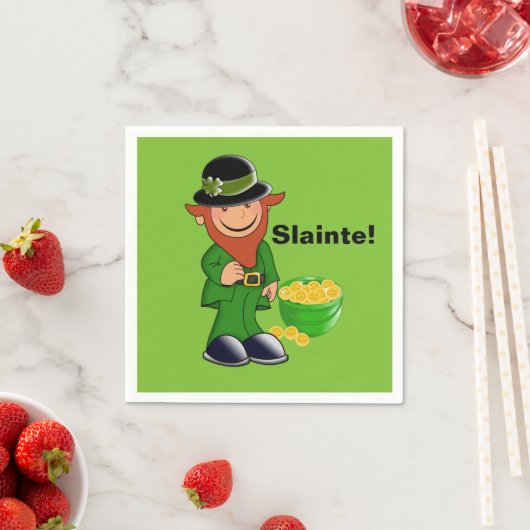 Serviette En Papier Slainte ! Leprechaun, Saint Patrick's Day Napkins (En situation)